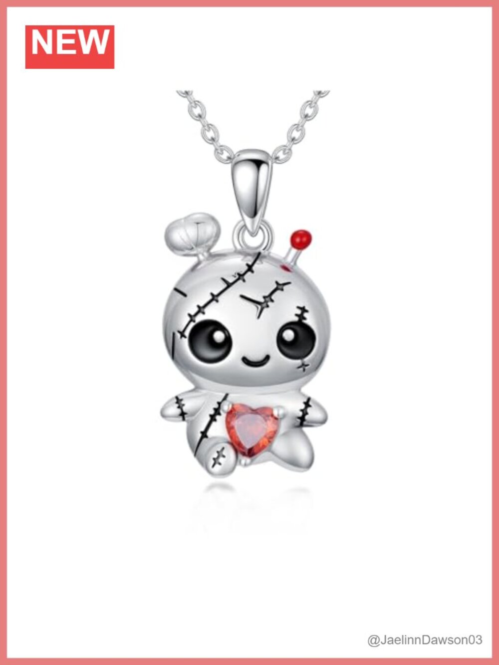 925 Sterling Silver Animal Voodoo Doll Pendant Necklace 20mm Adjustable Chain